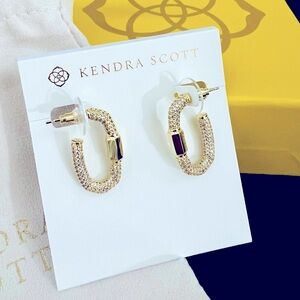 Kendra Scott Emery Hoop Earrings Gold White Crystal